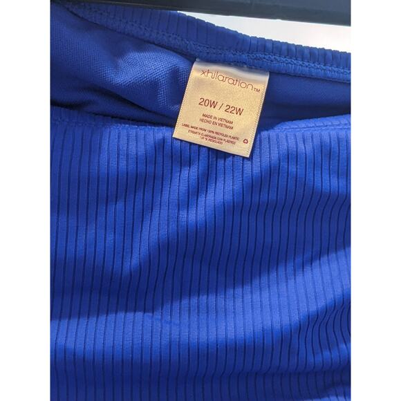 Ribbed Cheeky Bikini Bottom Plus Xhilaration Blue 20W/22W Swimsuit Beach Pool - Picture 3 of 6